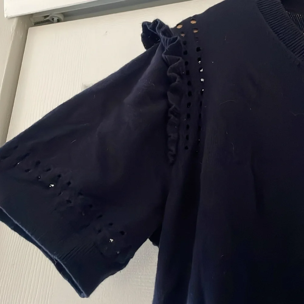 Kate Spade Navy Short Sleeve Ruffle Shoulder Dress